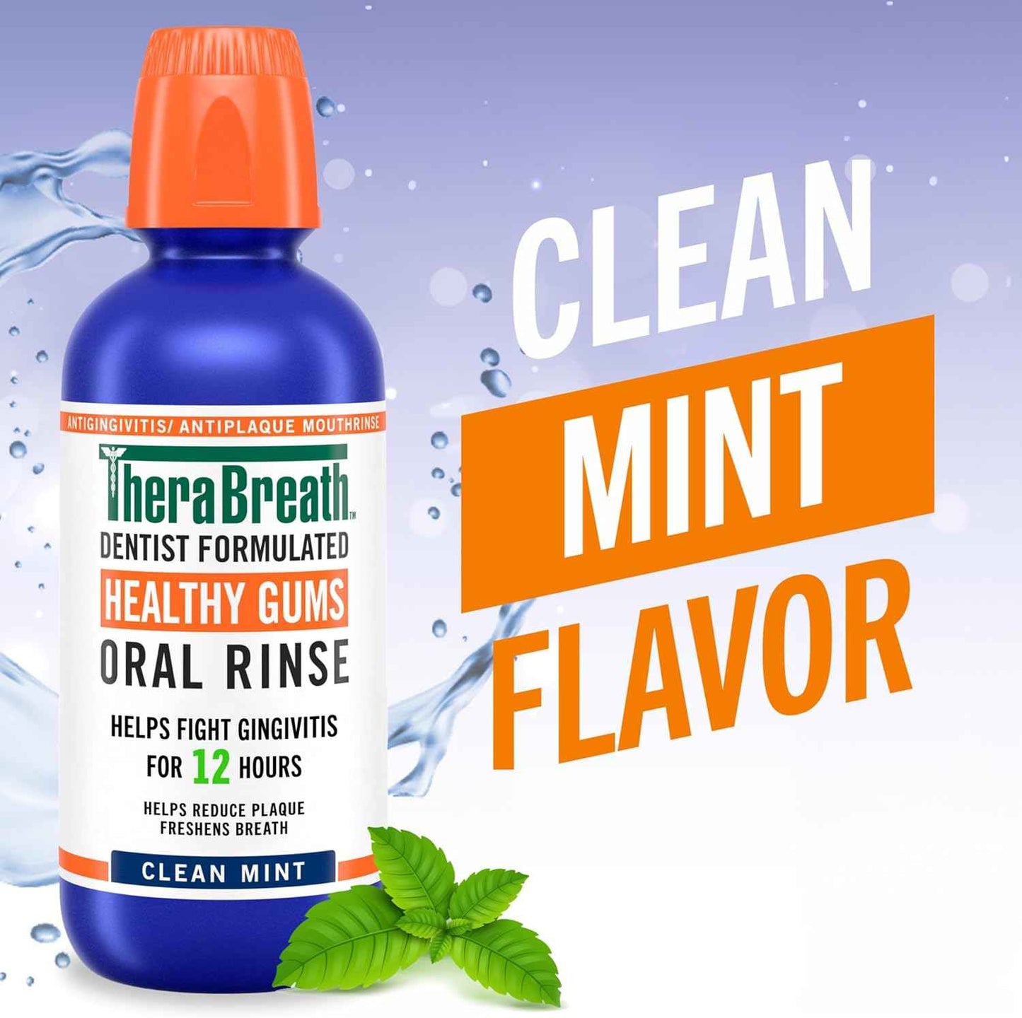 TheraBreath Healthy Gums Oral Rinse, Antigingivitis, Clean Mint Flavor, Dentist Formulated to Help Prevent Gingivitis and Support Gum Health, Alcohol Free