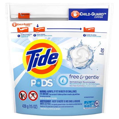 Tide Pods Free & Gentle Laundry Detergent Soap Pacs, Tide Pods Laundry Detergent (Packaging May Vary)