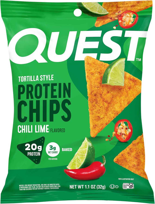Quest Nutrition Tortilla Style Protein Chips, 20g Protein, 3g Net Carbs, Low Carb, Gluten Free, 1.1 oz