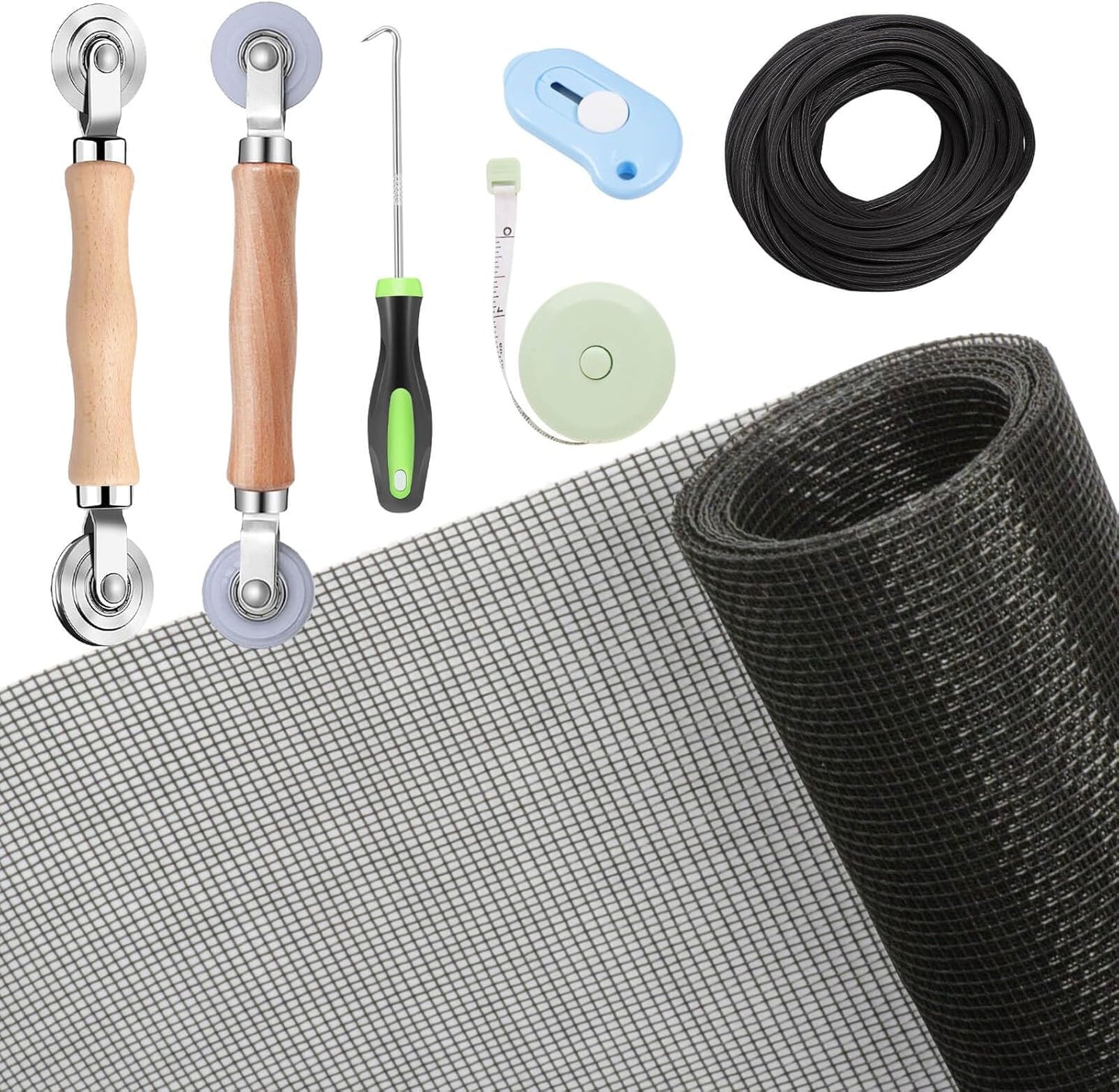 Windows_Screen_and_Screen_Door_Repair_Kit,_48"x118"_Charcoal_Fiberglass_Mesh_with_Rolling_Tool/Hook/Ruler/Cutter/Spline_-_Window_Screen_&_Sliding_Screen_Door_Replacement_for_Windows,_TOOLTRIZ