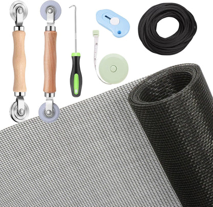 Windows_Screen_and_Screen_Door_Repair_Kit,_48"x118"_Charcoal_Fiberglass_Mesh_with_Rolling_Tool/Hook/Ruler/Cutter/Spline_-_Window_Screen_&_Sliding_Screen_Door_Replacement_for_Windows,_TOOLTRIZ