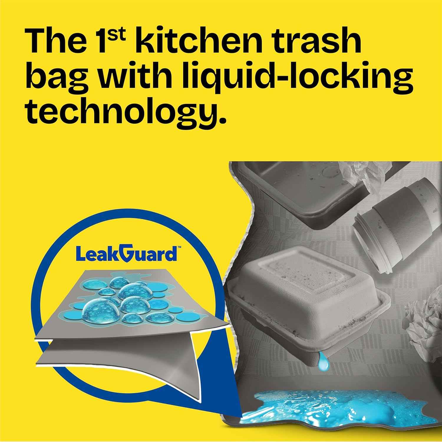 Glad ForceFlex MaxStrength LeakGuard Trash Bags, 13 Gal