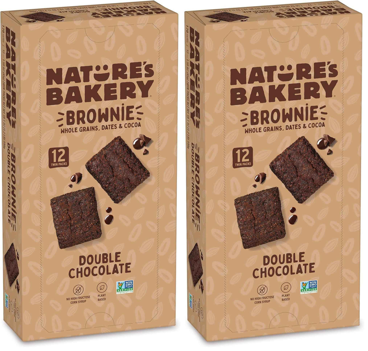 Nature’s Bakery Double Chocolate Brownie Bars, Whole Grains, Dates, and Cocoa, Plant Based, Dairy-Free, Snack Bar