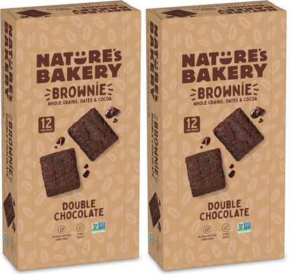 Nature’s Bakery Double Chocolate Brownie Bars, Whole Grains, Dates, and Cocoa, Plant Based, Dairy-Free, Snack Bar