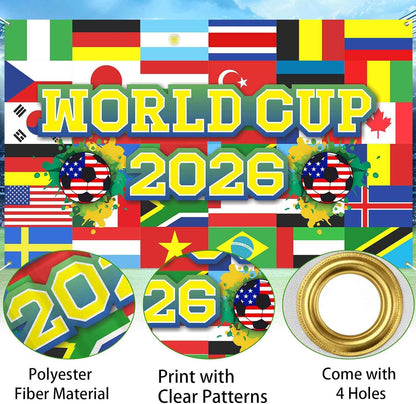 World Football Tournament Cup Celebration Backdrop 43x71 Inch 2026 Vibrant Soccer Festival Background for World Tournament Cup Party Photo Booth and Football Event Decor