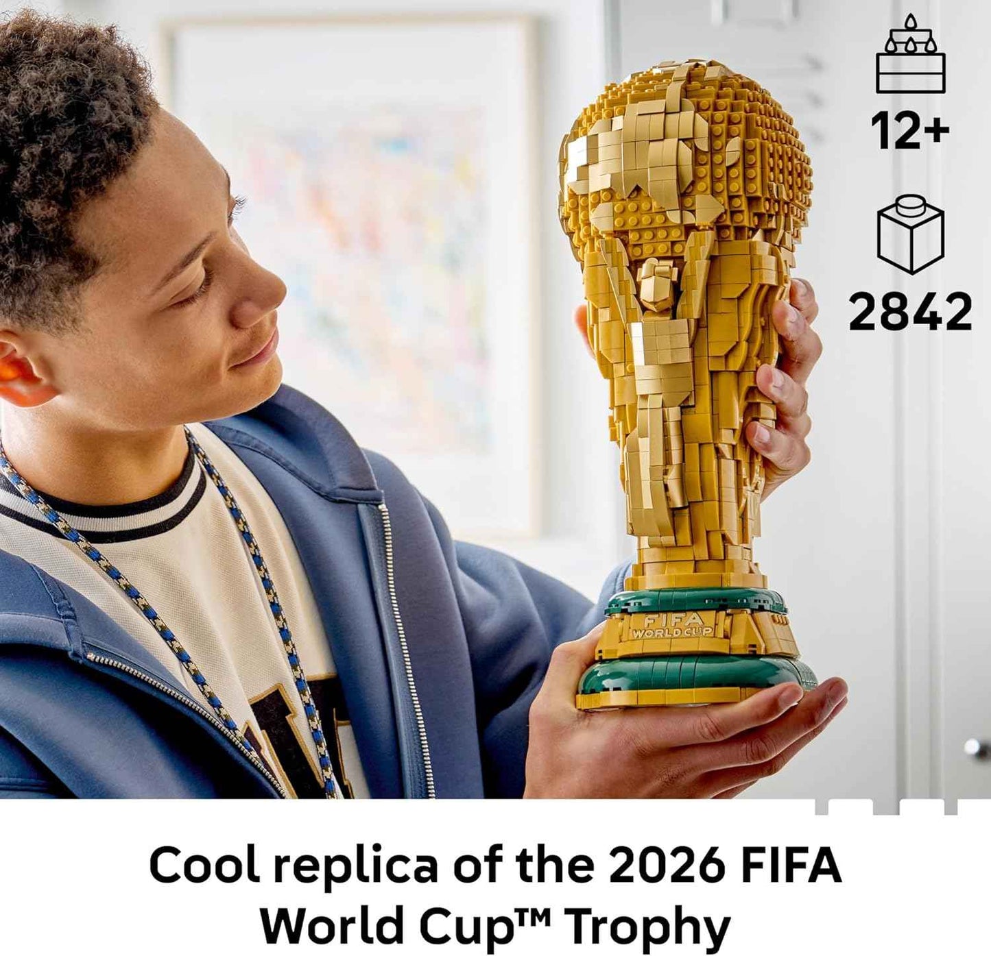 LEGO Editions FIFA World Cup Official Trophy Building Set - Kit for Display in Bedroom, Home Office, Book Shelf - Soccer Fans Collectible - W/World Cup 2026 Minifigure - Gift for Father's Day - 43020