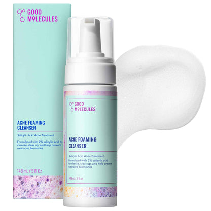 Good Molecules Acne Foaming Cleanser - 2% Salicylic Acid Foam Cleanser - Gentle Acne Face Wash with Alcohol Free Witch Hazel and Aloe - Skin Care for Face