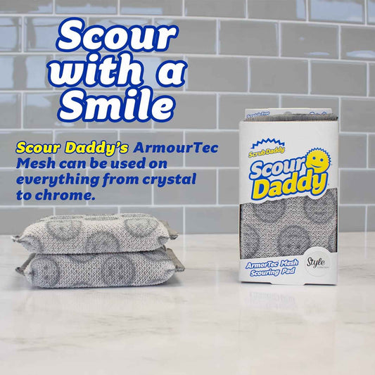 Scrub Daddy Scour Daddy Style, Scourers Non Scratch Scrubbing Sponge, Scouring Pads, Kitchen Sponges for Dishes, Dishwashing Pan Scrubber, Cleaning Supplies, Dish Sponges for Washing up, Pack of 2