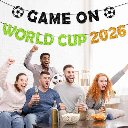 Game On World 2026 Cup Banner World Party Cup Decorations Soccer Party Decorations