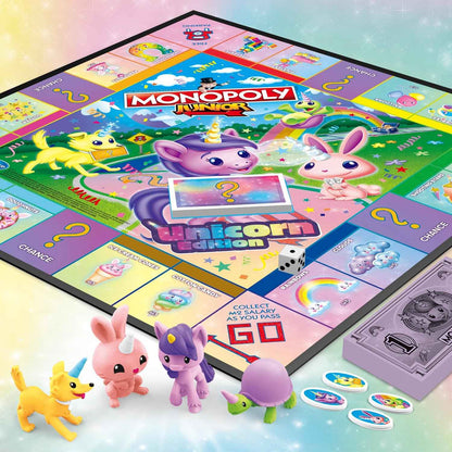 Monopoly Junior: Unicorn Edition Board Game | Magical-Themed Indoor Family Game | 2 to 4 Players | Preschool Games | Kids Gifts | Ages 5 and Up