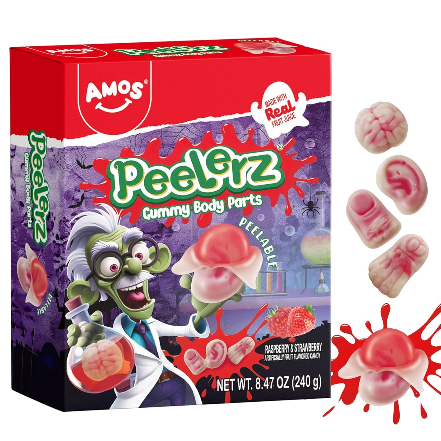 Amos 4D Gummy Body Parts Halloween Candy – Spooky Gummy Snacks Fun Halloween Candy for Trick-or-Treat & Party Favors