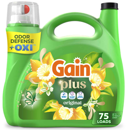Gain Plus Liquid Laundry Detergent, Cleaner, Fresher, Now with Oxi, Original Scent