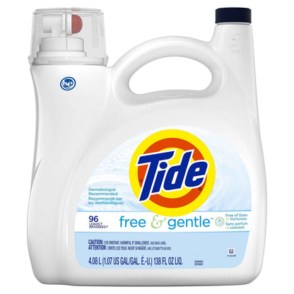 Tide Free & Gentle Liquid Laundry Detergent, Tide Laundry Detergent, Clean Laundry Detergent