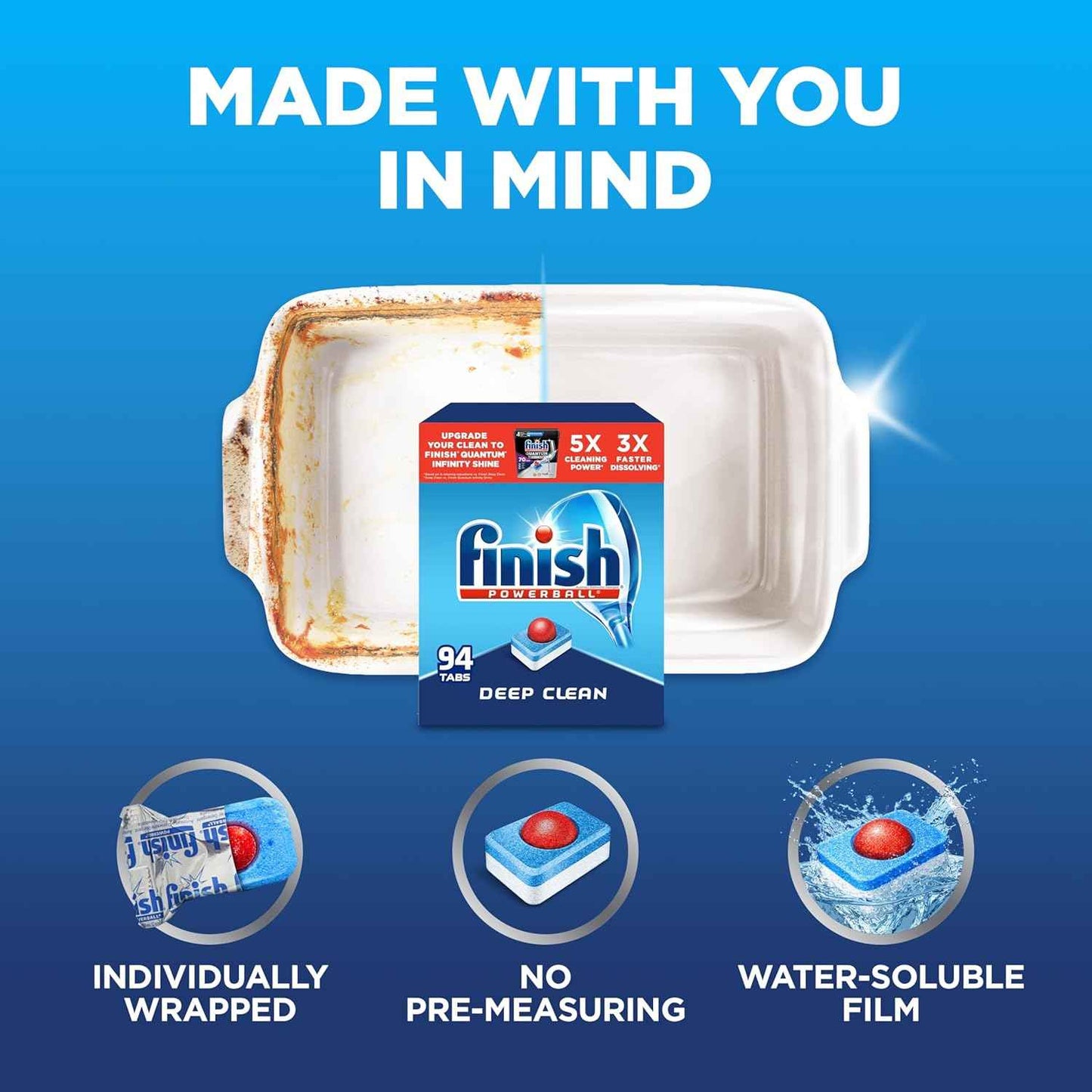 Finish - All in 1-94ct - Dishwasher Detergent - Powerball - Dishwashing Tablets - Dish Tabs - Fresh Scent (Packaging May Vary)