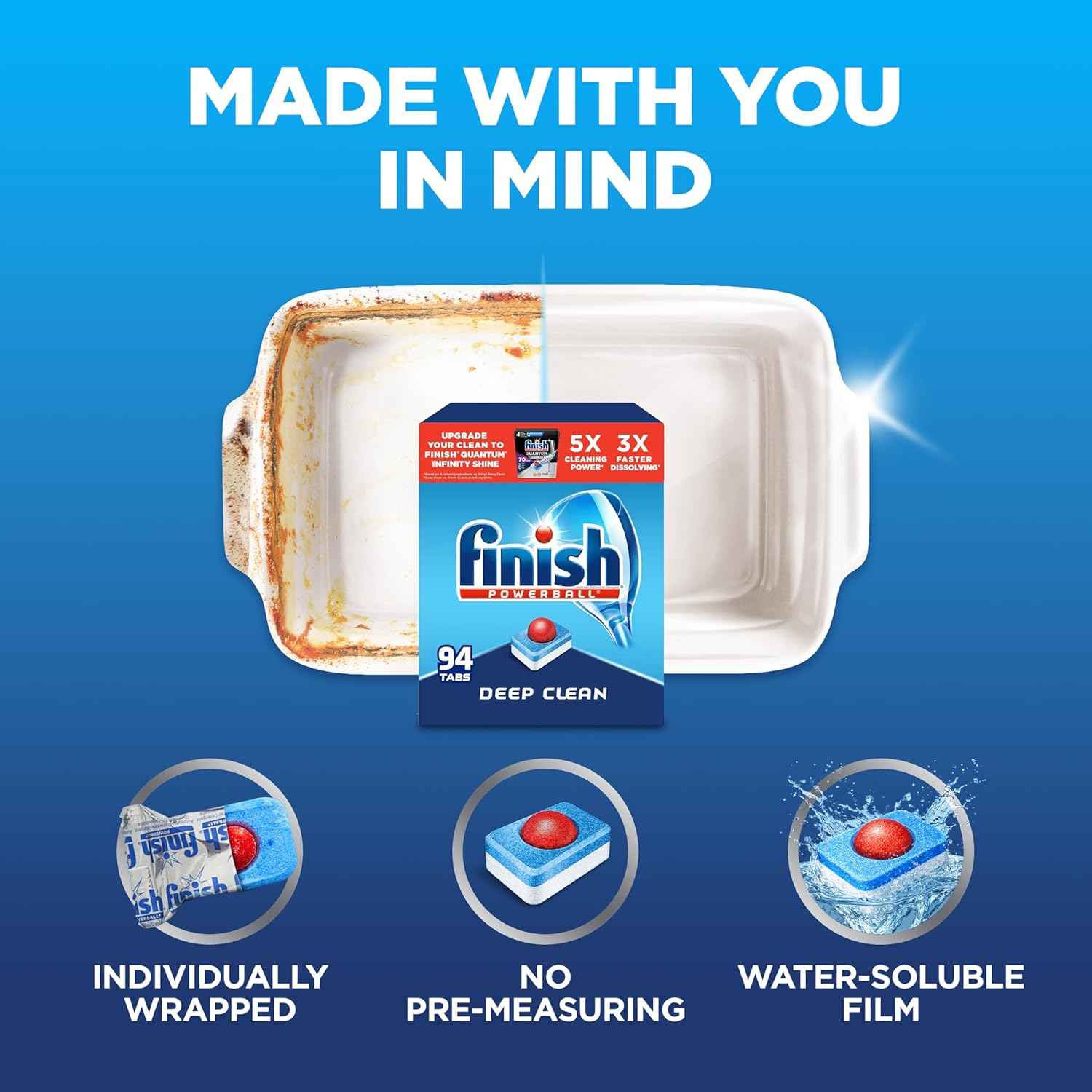 Finish - All in 1-94ct - Dishwasher Detergent - Powerball - Dishwashing Tablets - Dish Tabs - Fresh Scent (Packaging May Vary)