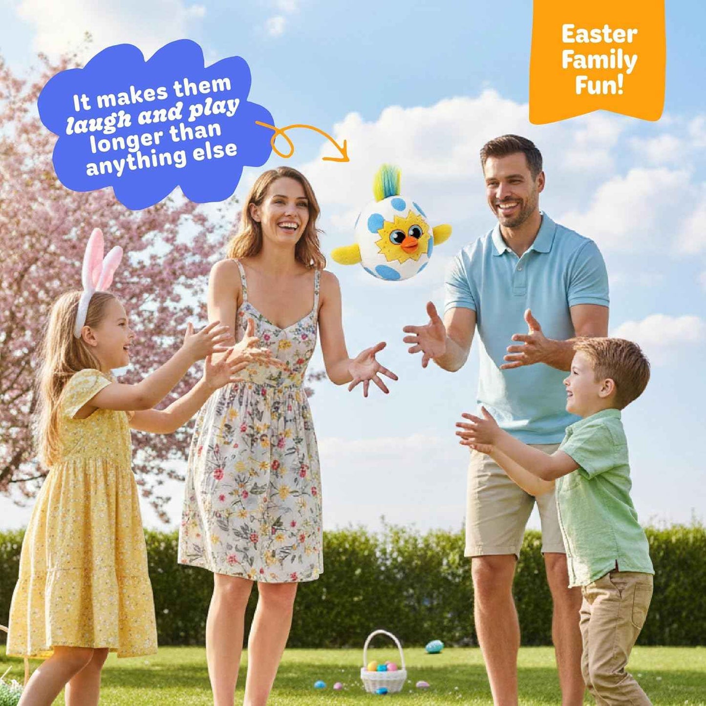 Move2Play, Easter Egg Toss Kids Game | Easter Basket Stuffer & Gift for Kids Ages 3-8+ | Hilarious Indoor/Outdoor Game | Fun Easter Toy for Toddlers, Boys & Girls
