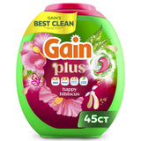 Gain Plus Flings Liquid Washing Detergent Pods, Gain's Best Clean, All-In-One, Happy Hibiscus Scent Laundry Pacs