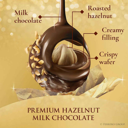 Ferrero Rocher Gourmet Hazelnut Milk Chocolate, 3 Individually Wrapped Chocolates, 1.3 oz