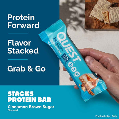 Quest Nutrition Stacks Protein Bars, 20g Protein, 2g Net Carbs, 1g Sugar, High Fiber, Low Sugar, Gluten Free, 12 Count