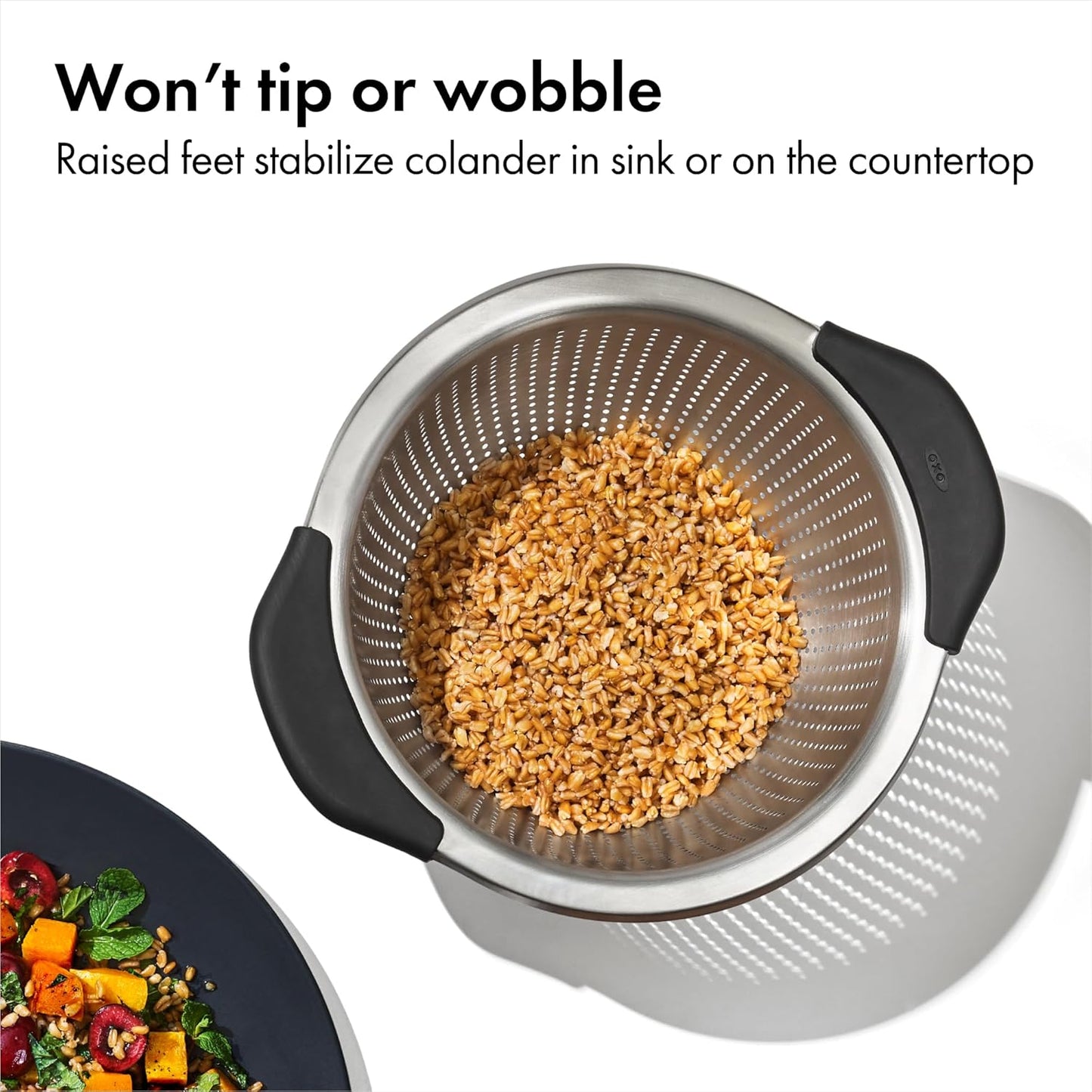 OXO_Good_Grips_Stainless_Steel_Colander,_5_qt._Capacity,_Strainer_with_Non-Slip_Handles,_Kitchen_Colander_for_Pasta_and_Vegetables,_Nesting_Stainless_Steel_Strainer_and_Sieve
