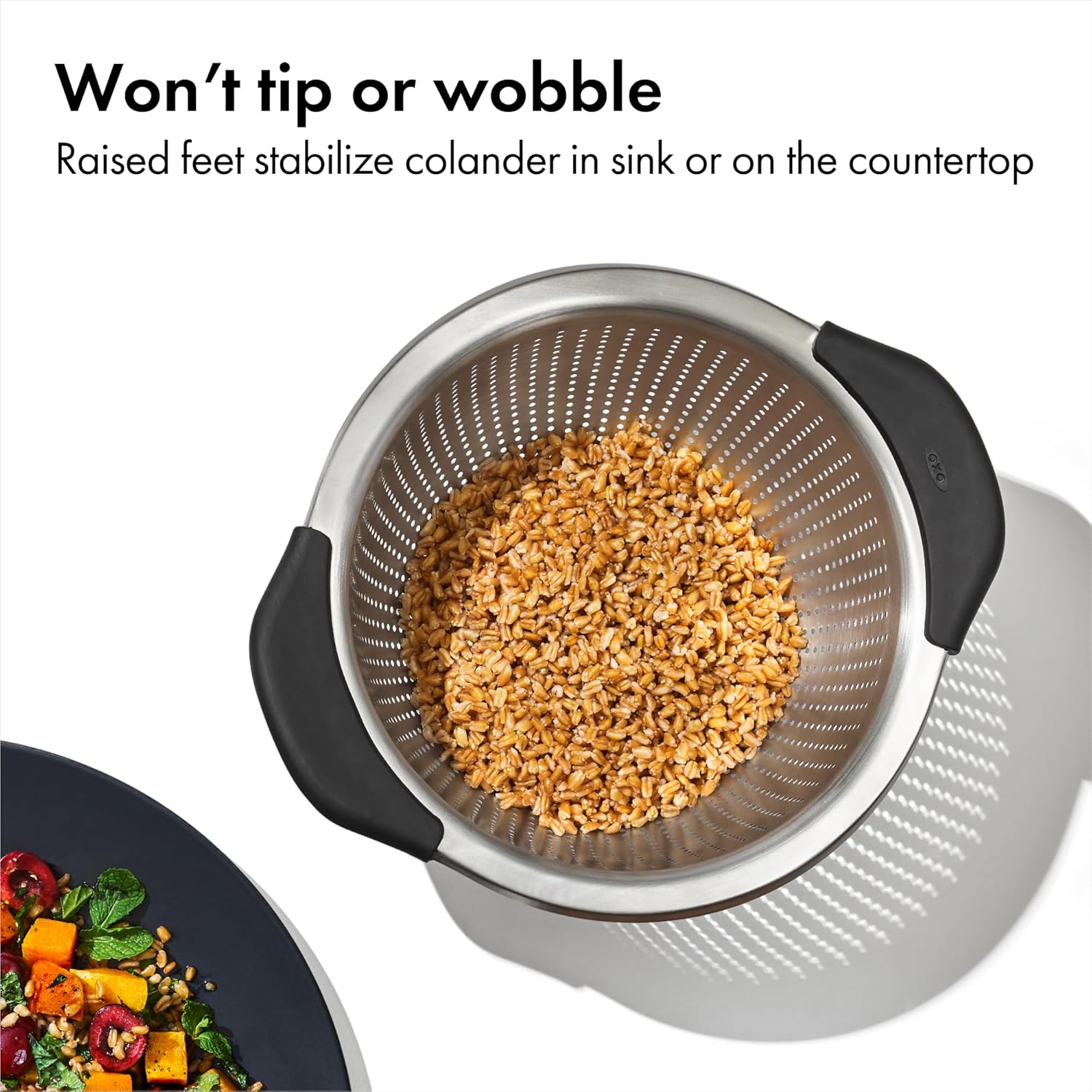 OXO_Good_Grips_Stainless_Steel_Colander,_5_qt._Capacity,_Strainer_with_Non-Slip_Handles,_Kitchen_Colander_for_Pasta_and_Vegetables,_Nesting_Stainless_Steel_Strainer_and_Sieve