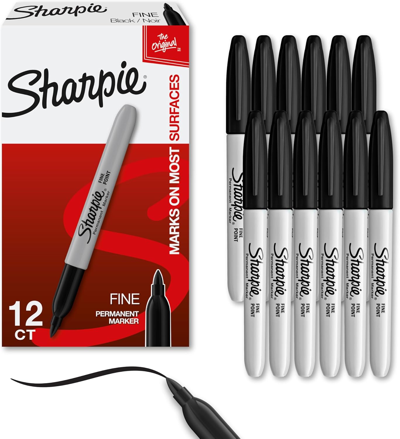 Sharpie_Permanent_Markers,_Fine_Tip,_Black,_12_Count_-_Office_Supplies,_Quick_Drying,_Fade_Resistant,_For_Wood,_Plastic,_Paper,_Metal,_And_More