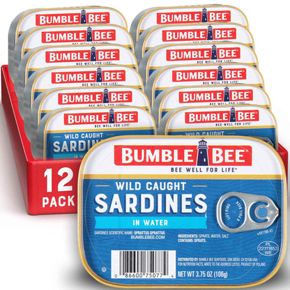 Bumble Bee Sardines, 3.75 oz Tin - Wild Caught, Gluten Free, Keto, Kosher