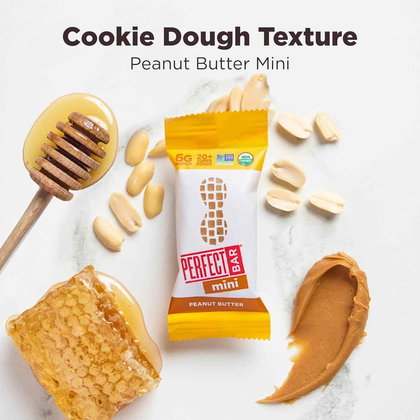 Perfect Bar Mini, Peanut Butter Protein Bar, Protein Snack, Snack Bar, Organic, Gluten Free, Soy Free, Non GMO, No Sugar Alcohols, 0.88 Ounce Bar, 24 Count