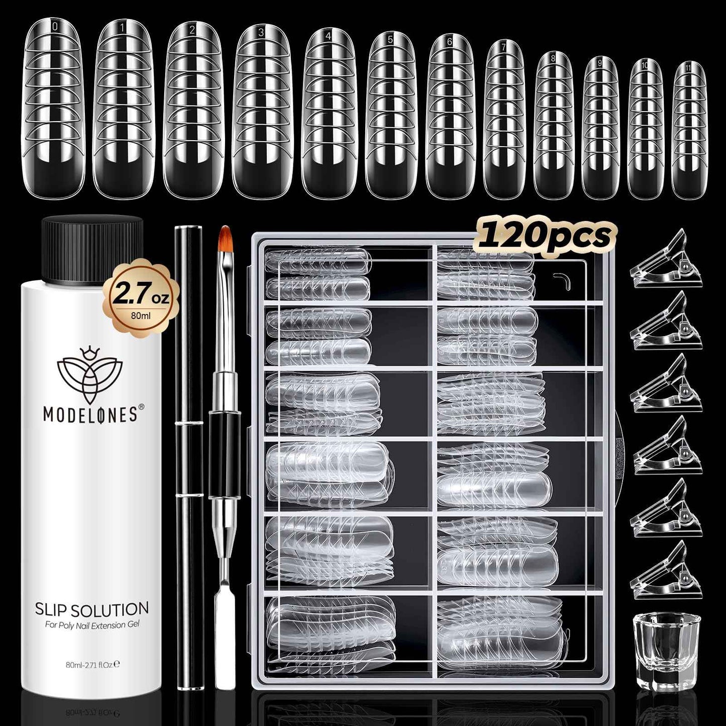Modelones Poly Extension  with Dual-Ended Nail Brush Anti-Stick Liquid Brushes Cleaning Easy Spread for Beginner