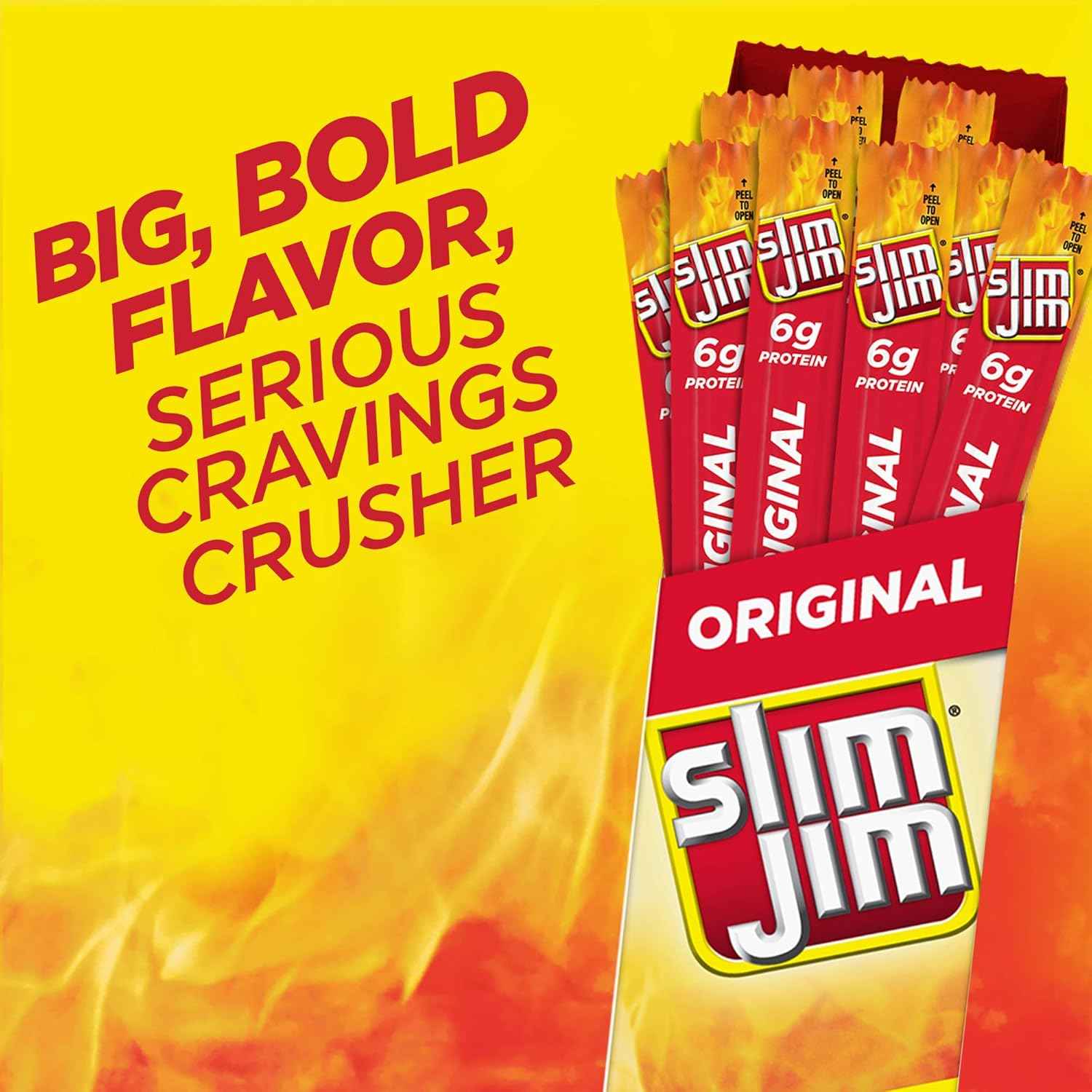 Slim Jim Giant Smoked Meat Sticks, 6g Protein Per Stick, Father's Day Snack Gift for Dad, 0.97 oz