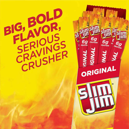 Slim Jim Giant Smoked Meat Sticks, 6g Protein Per Stick, Father's Day Snack Gift for Dad, 0.97 oz