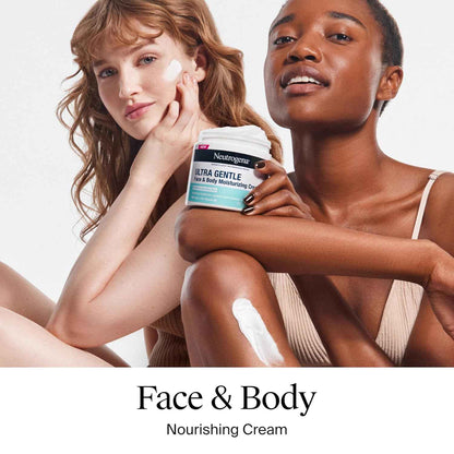 Neutrogena Ultra Gentle Face & Body Moisturizing Cream, Nourishing Face & Body Lotion Moisturizer for Normal to Sensitive Skin Leaves Skin Feeling Smooth & Healthy, Fragrance Free, 11 oz