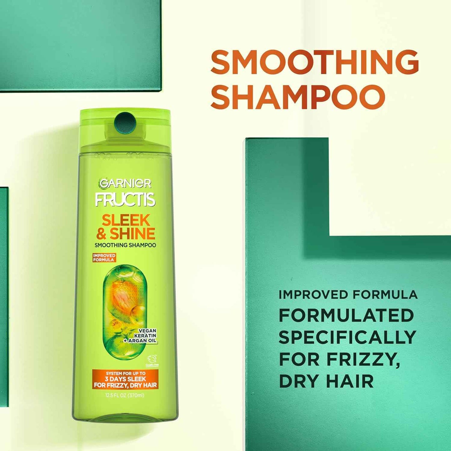 Garnier Fructis Sleek & Shine Set for Frizzy, Dry Hair, Plant Keratin + Argan Oil