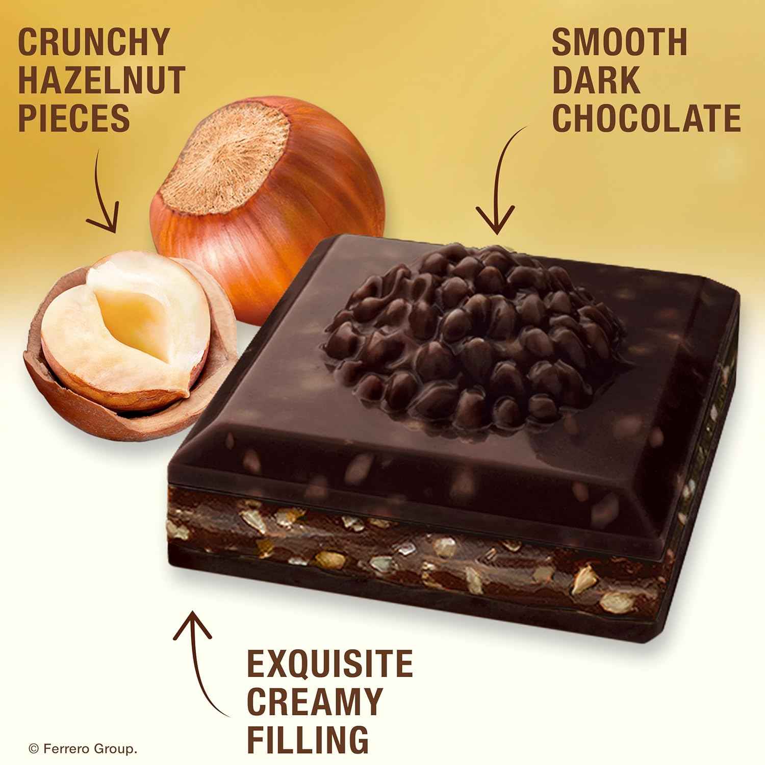 Ferrero Rocher premium chocolate bar, Dark chocolate bar, Hazelnuts and Cocoa Filling, Perfect Self Treat, 3.1 oz Each
