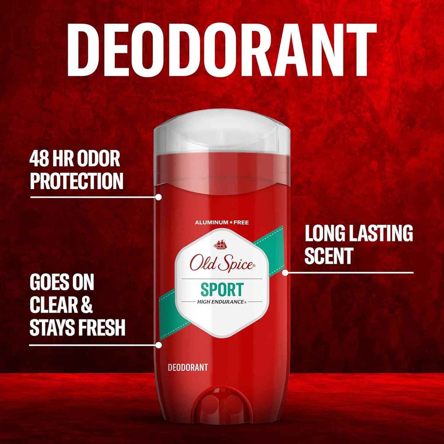Old Spice Aluminum Free Deodorant for Men, High Endurance, 24/7 Lasting Freshness & Long Lasting Scent, 24/7 Advanced Sweat & Odor Protection, Pure Sport Scent, 3.0 oz