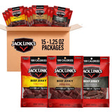 Jack Link's Beef Jerky Variety Pack – Includes Original, Teriyaki and Peppered Jerky, Bulk Protein Snack Pack, Good Source of Protein, Meat Snacks Made with 100% Beef – 1.25 Oz