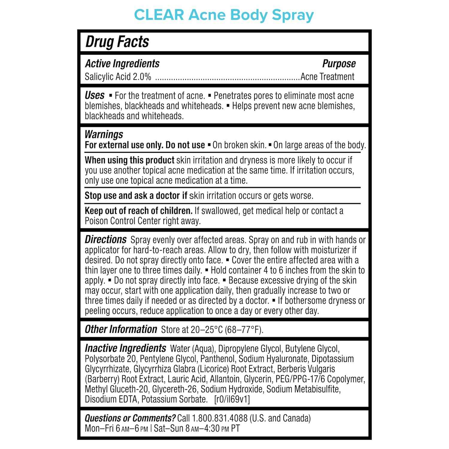 Paula's Choice CLEAR Exfoliating Back & Body Acne Spray, Bacne Spray with 2% BHA Salicylic Acid Back Acne Treatment for Clogged Pores, Blackheads & Breakouts, Alcohol-Free, Fragrance-Free, 4 Fl Oz