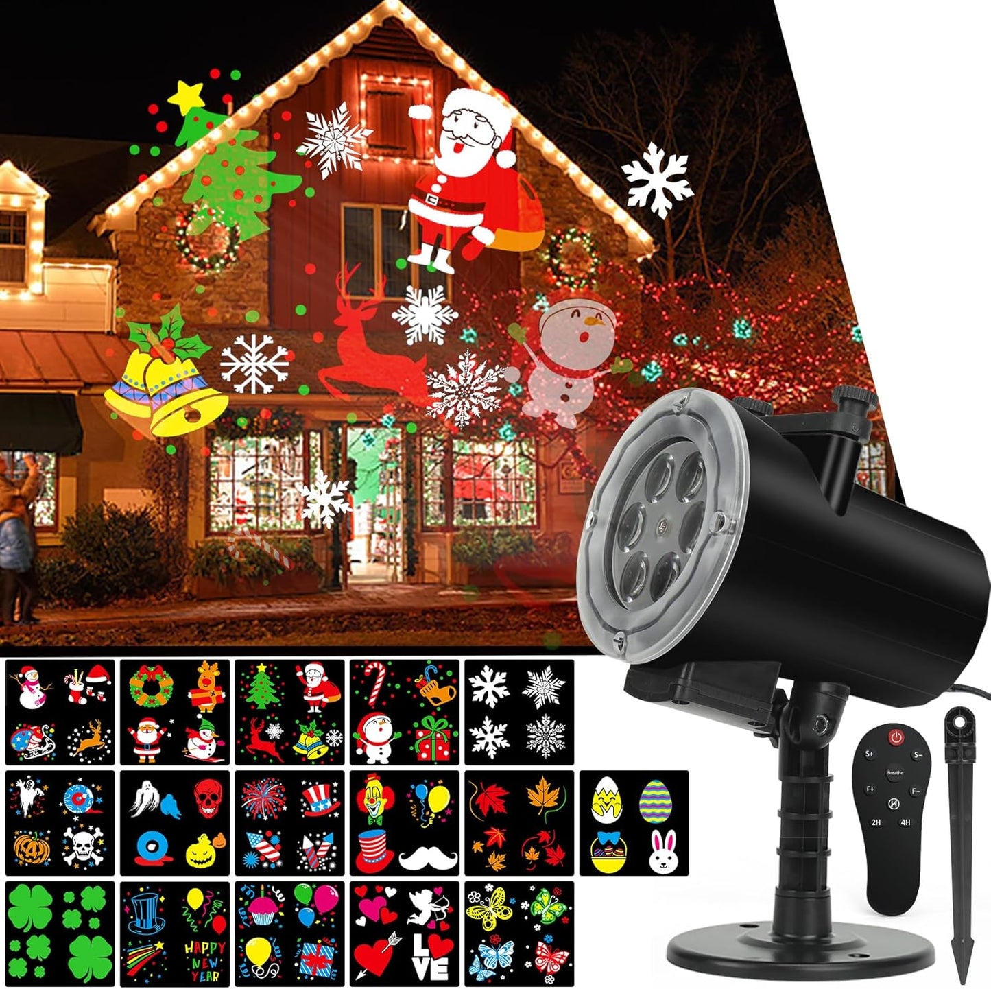 Christmas_Halloween_Lights_Projector,Waterproof_IP65_Indoor_Motion_Remote_Control_LED_Projector_Lights,_16_Slides_Holiday_Light_Party_Outdoor_Garden_House_Apartment_Kids_Room_Night_Light