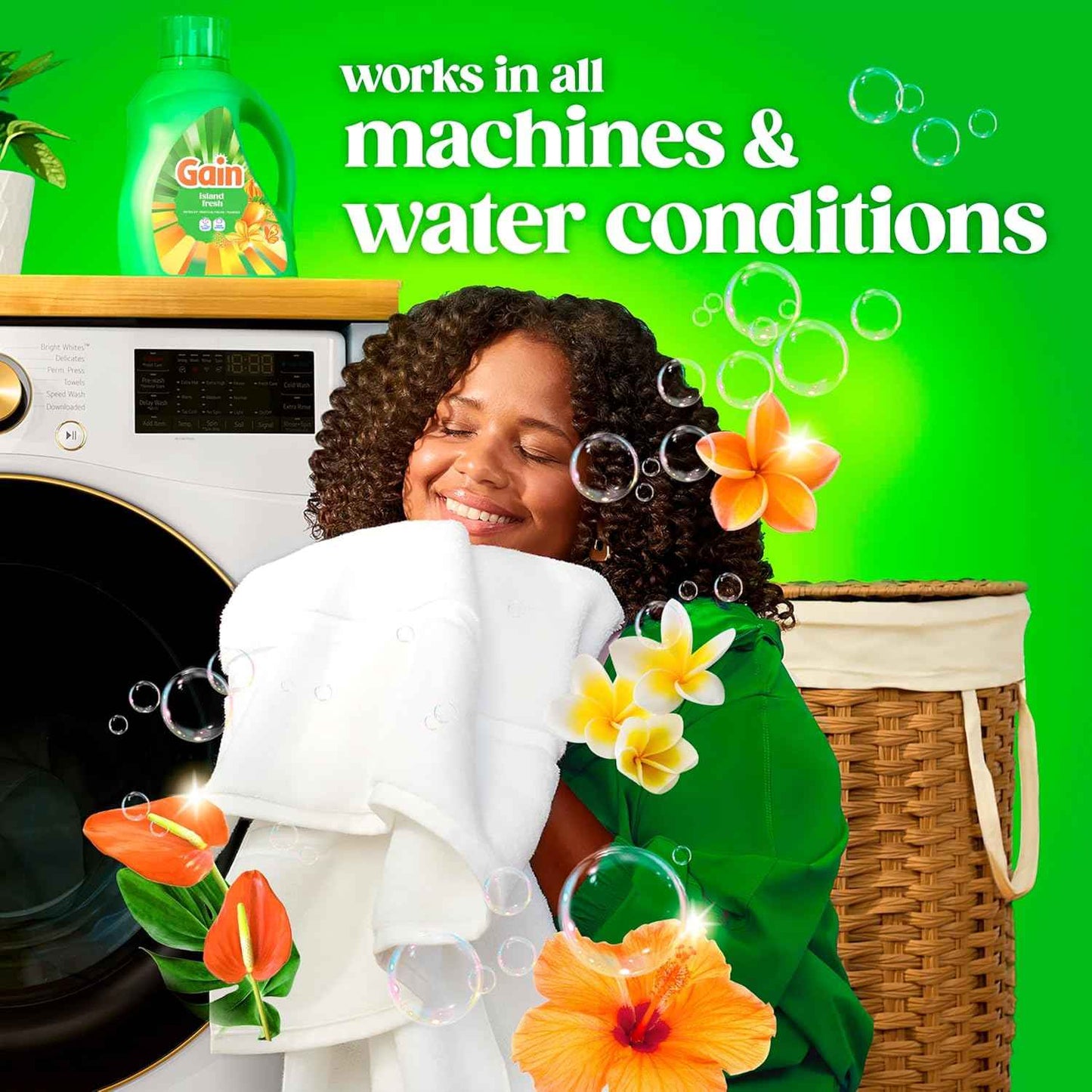 Gain Liquid Laundry Detergent with Odor Defense, Island Fresh Scent, Laundry Soap For HE Washing Machines, 154 fl oz, 107 Loads (Packaging May Vary)