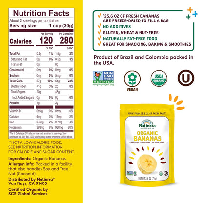 NATIERRA_Organic_Freeze-Dried_Bananas_USDA_Certified_Organic,_Vegan_&_Non-GMO_2.5_Ounce_(Pack_of_1)