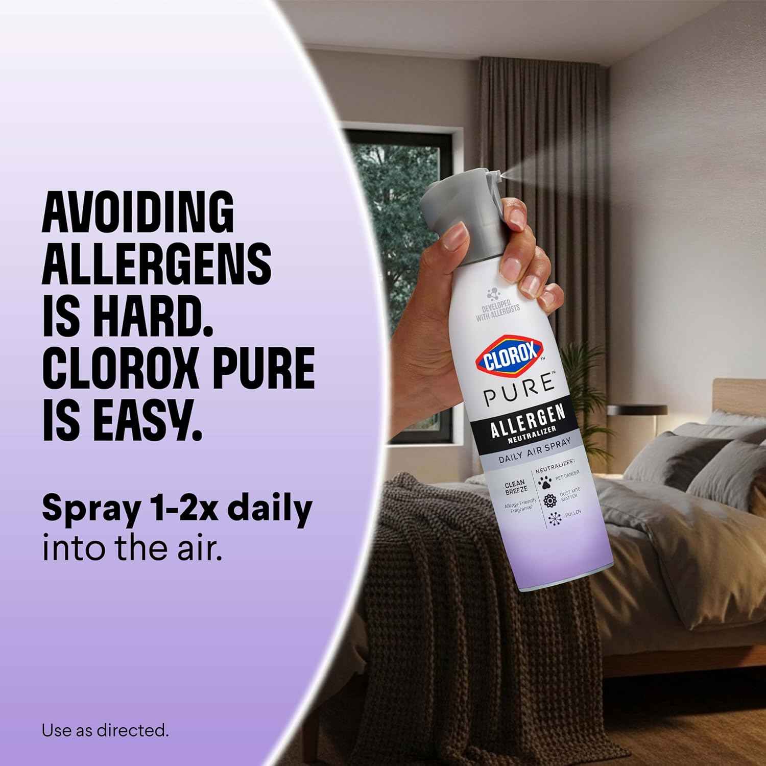 Clorox PURE Allergen Neutralizer Daily Air Spray, Nighttime Calm, 8 Ounces