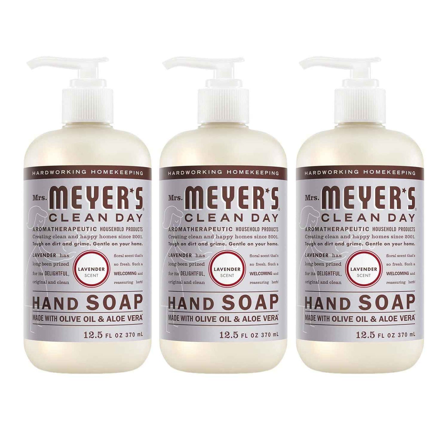 MRS. MEYER'S CLEAN DAY Hand Soap, Lavender Scent, 12.5 Fl Oz Bottle - 3 Pack