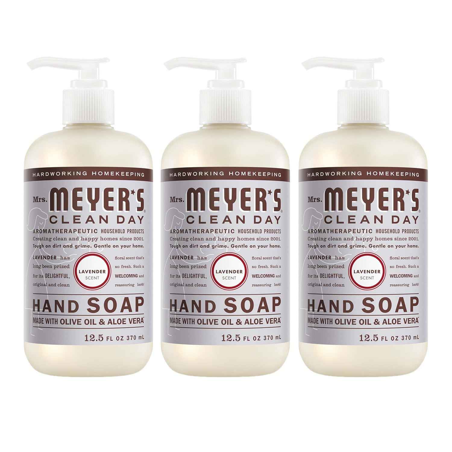 MRS. MEYER'S CLEAN DAY Hand Soap, Lavender Scent, 12.5 Fl Oz Bottle - 3 Pack
