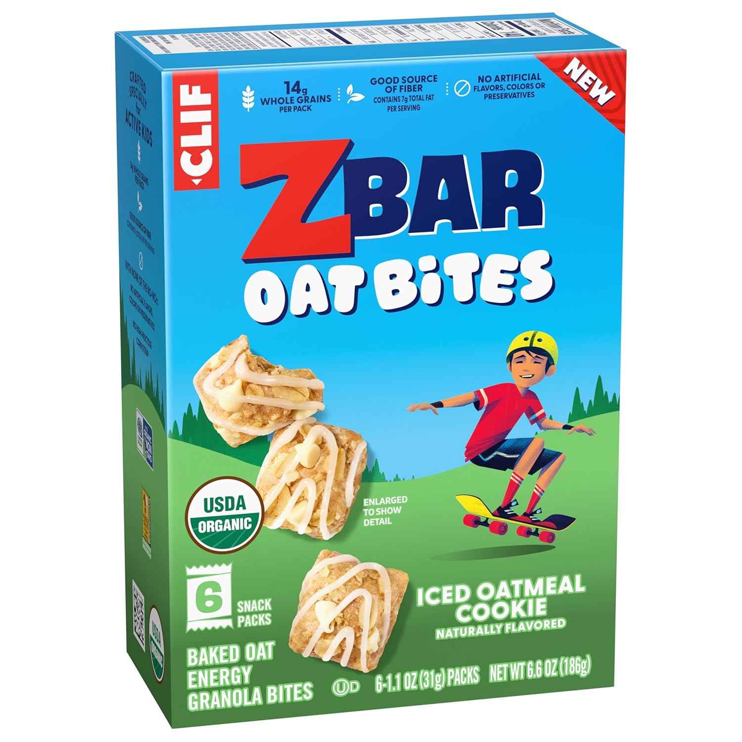 Zbar Oat Bites - Baked Oat Energy Granola Bites - USDA Organic Snacks for Kids - 14g Whole Grains (6 Snack Packs)