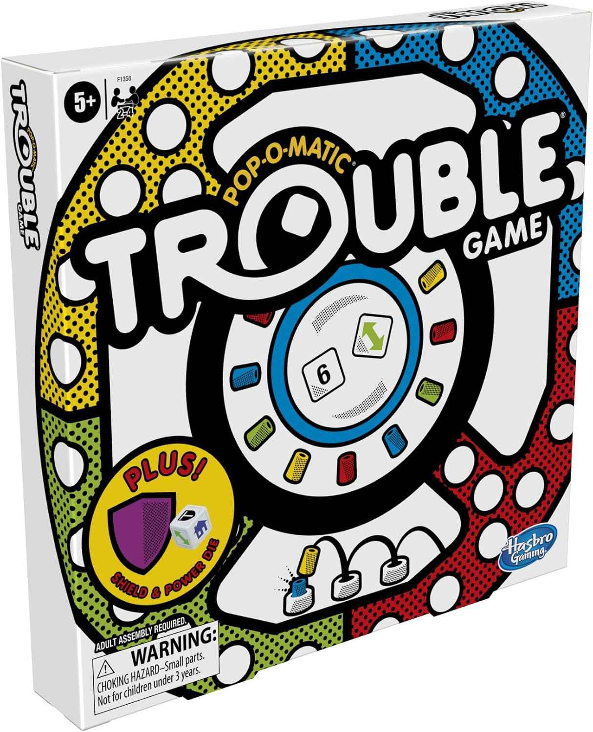 Hasbro Gaming Trouble Board Game, Includes Bonus Power Die and Shield, Family Game for 2-4 Players, Ages 5 and Up (Amazon Exclusive)