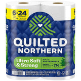 Quilted Northern Ultra Soft & Strong Toilet Paper, 6 Mega Rolls = 24 Regular Rolls, 5X Stronger*, Premium Soft Toilet Tissue with Recyclable Paper Packaging - Packaging May Vary Sheets Wipes