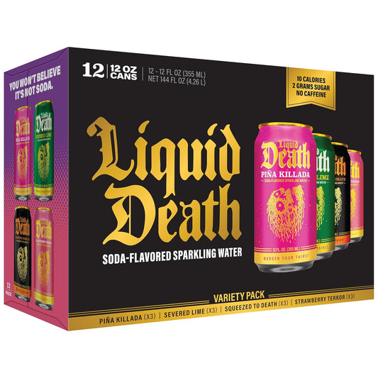 Liquid_Death_Soda-Flavored_Sparkling_Water_-_Modern_Variety,_Less_Sugar*,_Huge_Flavor,_No_Caffeine,_No_Artificial_Sweeteners,_4_Flavors:_Lime,_Orange,_Strawberry,_Piña_Killada_12_Fl_Oz_(Pack_of_12)