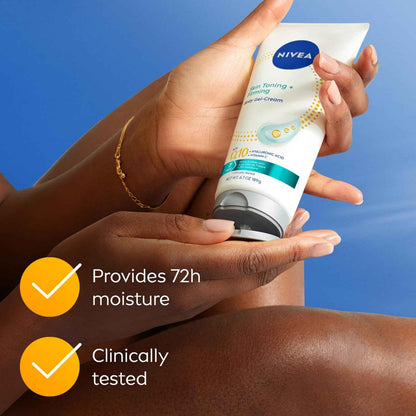 NIVEA Skin Firming & Toning Body Gel Cream with Q10, Hyaluronic Acid and Vitamin C, Clinically Tested Skin Firming & Toning Cream, 72-Hour Moisture
