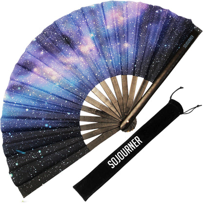 SoJourner Bags Rave Fan - Large Folding Fan - Clack Fan Hand Fan for Raves, Halloween, Burlesque, Rainbow Outfits for Women &amp;amp; Festival Accessories