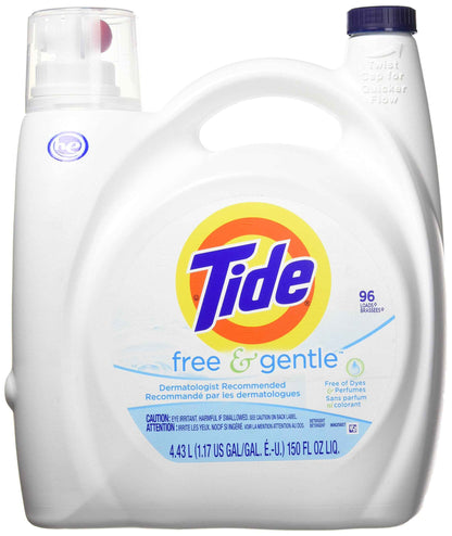 Tide Free & Gentle Liquid Laundry Detergent, Tide Laundry Detergent, Clean Laundry Detergent